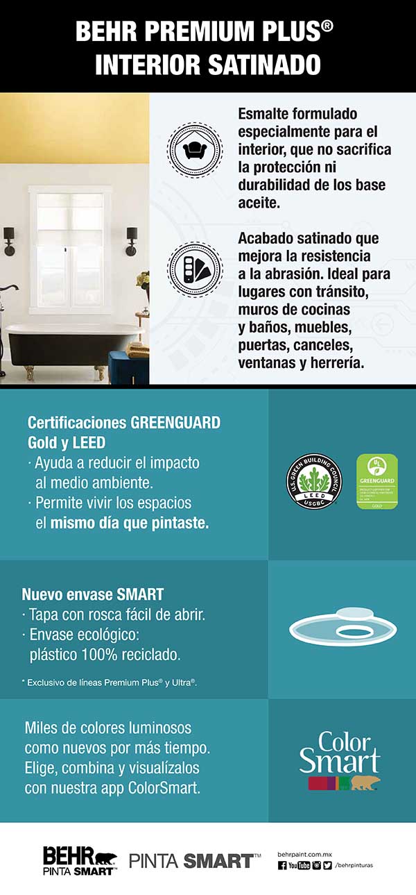 Behr Premium Plus Interior Satinado Home Depot México